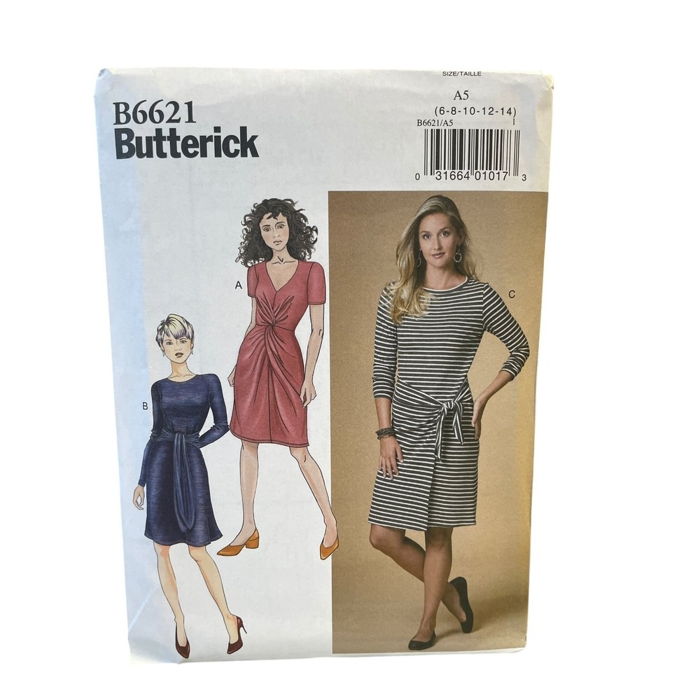 Butterick B6621 Misses Dress Sewing Pattern Size 6-14 Modern Knit